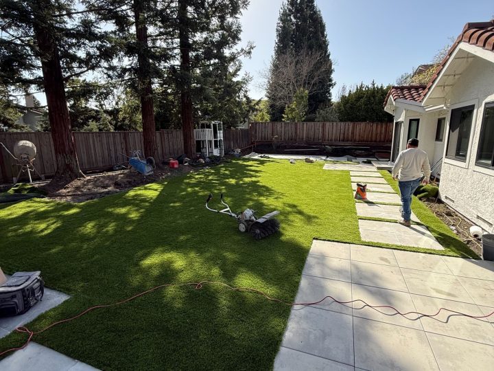 Danville backyard during detached patio cover construction.